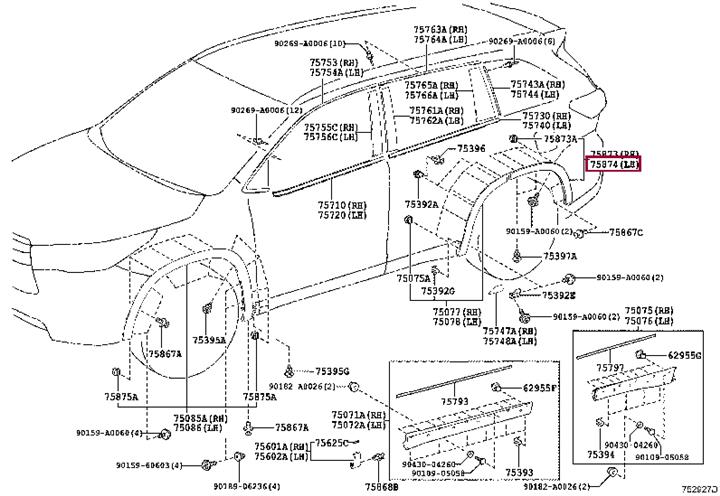 750880E010 Toyota Molding