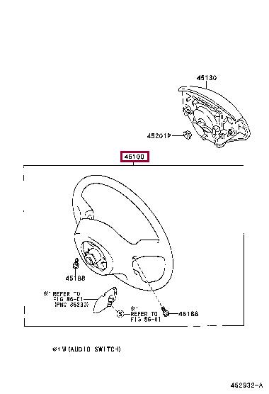 4510002390B0 Toyota Steering Wheel