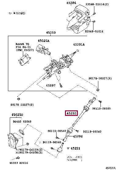 4526050080 Toyota Steering shaft