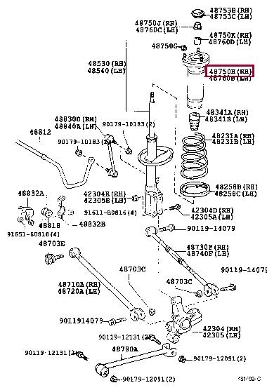 Toyota 48750-33120 Suspension Strut Support Mount 4875033120