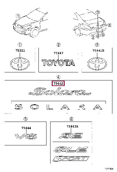 Toyota 75442-AA040 Emblem 75442AA040