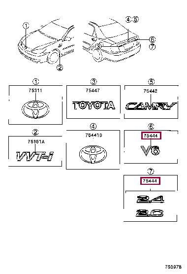 Toyota 75443-33390 Rear door logo 7544333390