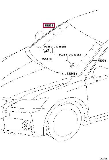 7553576010 Toyota Windshield molding