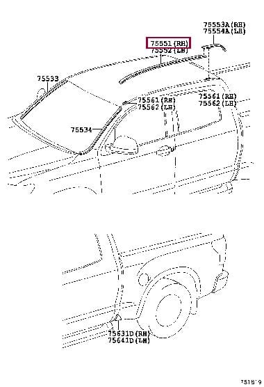 755510C060 Toyota MOULDING, ROOF DRIP