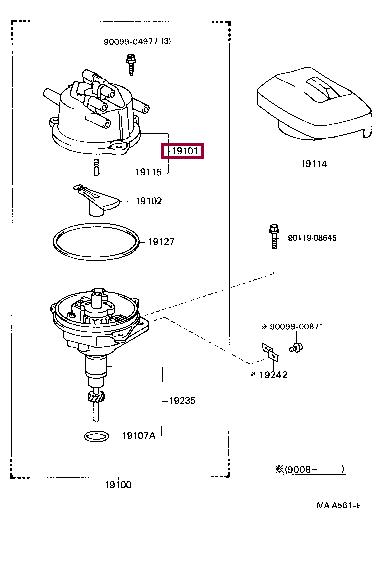 Electronic distributor cap Toyota: 1910165040 Toyota Distributor cap