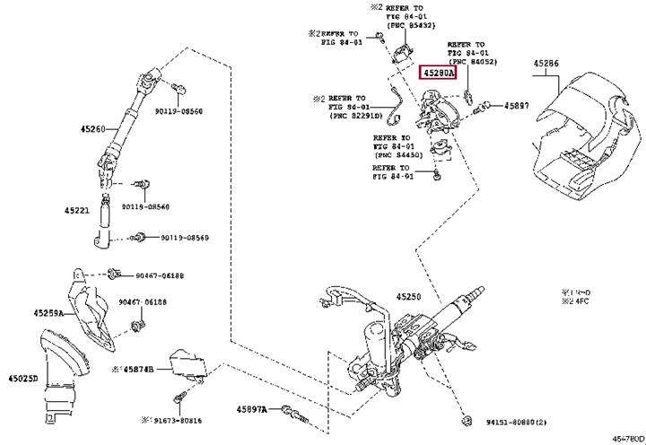 4528042140 Toyota Bracket assy, steering column, upper