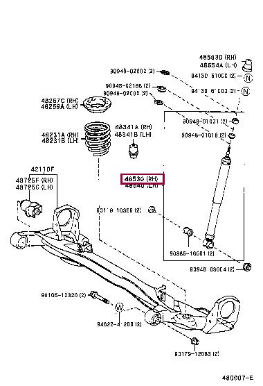 Struts Toyota Picnic: 4853149115 Toyota Rear gas shock absorber