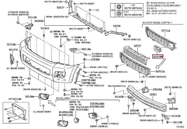 521290C030 Toyota COVER, FR BUMPER, LW