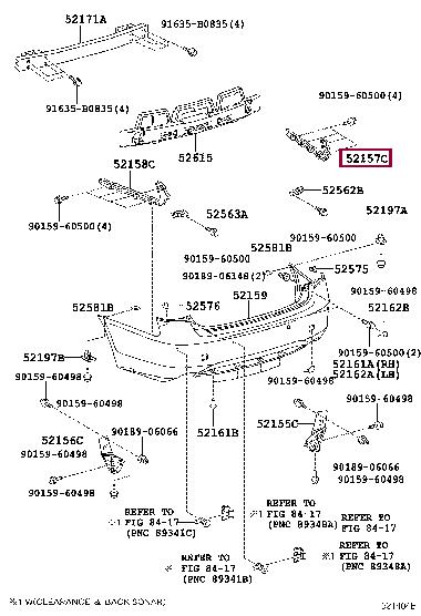 5215730061 Toyota Rear bumper bracket, right