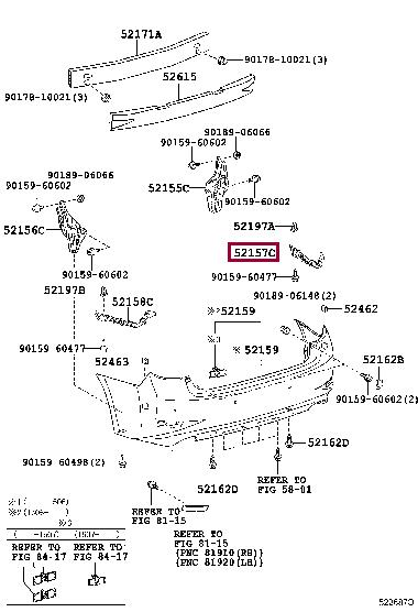 5215733030 Toyota SUPPORT, RR BUMPER S