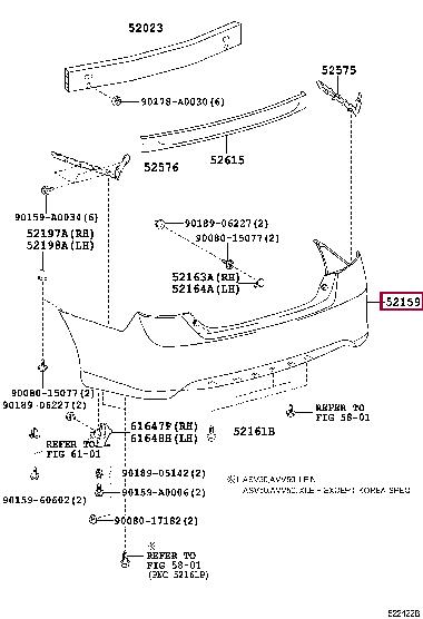 Bumper rear Toyota 52159-06961
