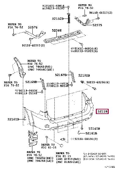521590K901 Toyota Bumper rear