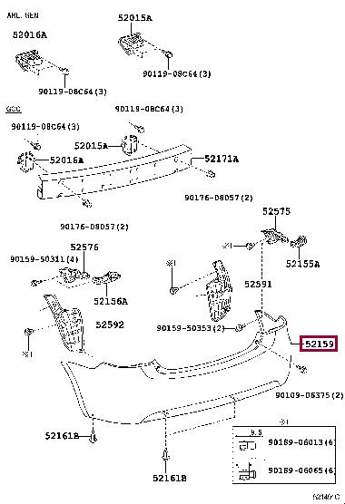 5215952929 Toyota Bumper rear