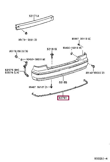 5275133040 Toyota Trim rear bumper
