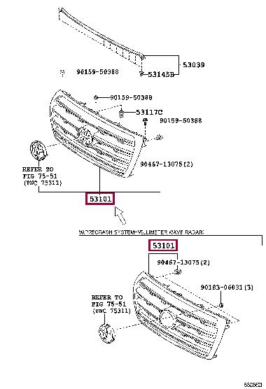 5310160A30 Toyota Grille radiator