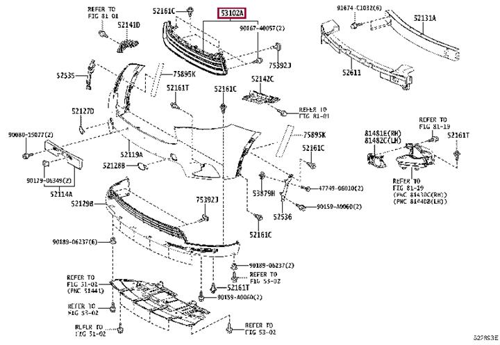 531020E050 Toyota Grille bumper