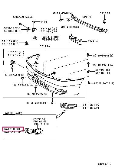 Fog lamp plug Toyota 53121-05020