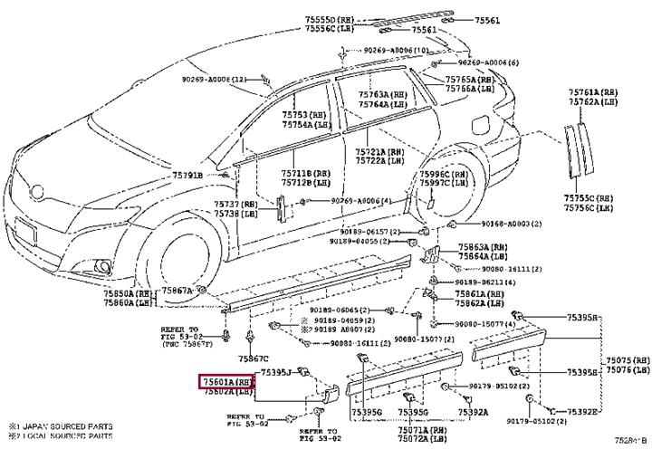 756010T900 Toyota MOULDING SUB-ASSY, F