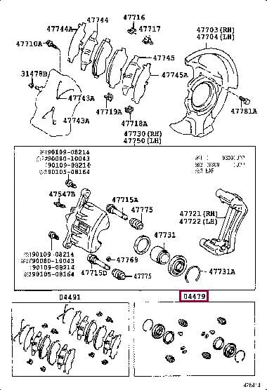 Toyota 04479-12180 Repair Kit, brake caliper 0447912180