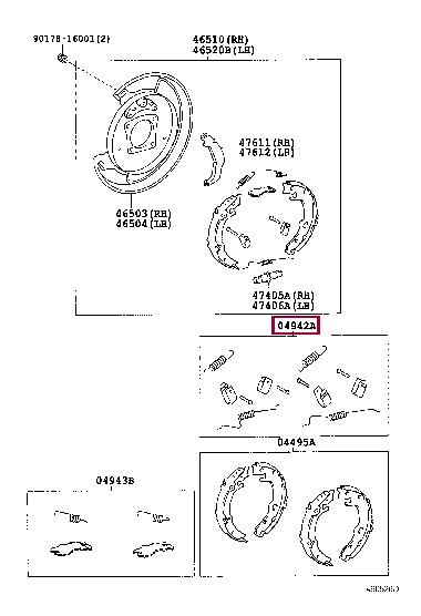 Toyota 04942-05030 Brake pad fitting kit 0494205030 0494205030 Toyota Brake pad fitting kit