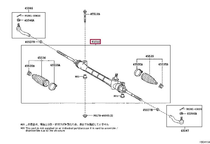 Toyota 45510-02710 Steering rack with EPS 4551002710 4551002710 Toyota Steering rack with EPS