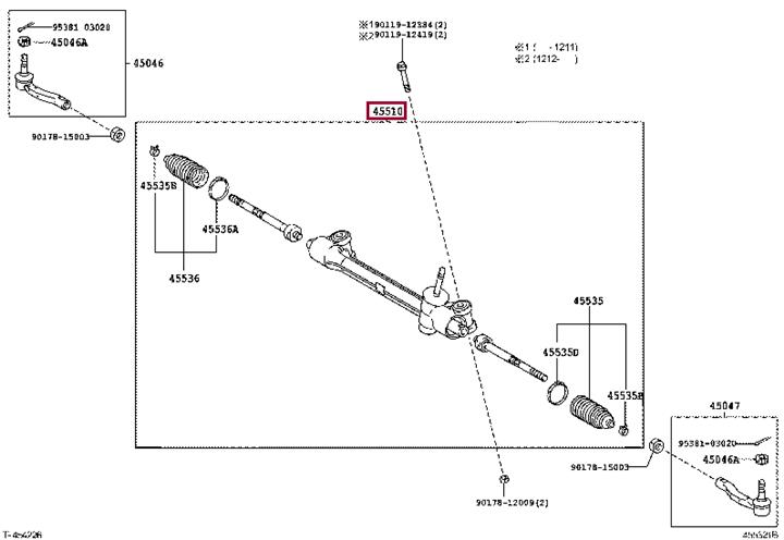 Toyota 45510-52221 Steering rack 4551052221 4551052221 Toyota Steering rack
