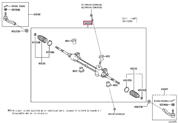 Toyota 4551052390 Gear assy, steering 4551052390