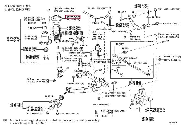 Spring cap Toyota: 4825705010 Toyota Suspension spring plate rear