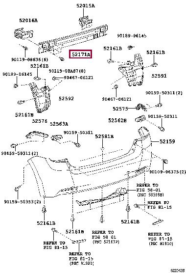 Toyota 52023-12240 Rear bumper reinforcement 5202312240