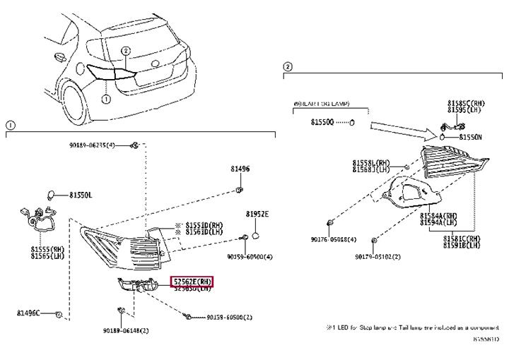 5256276010 Toyota RETAINER, RR BUMPER,