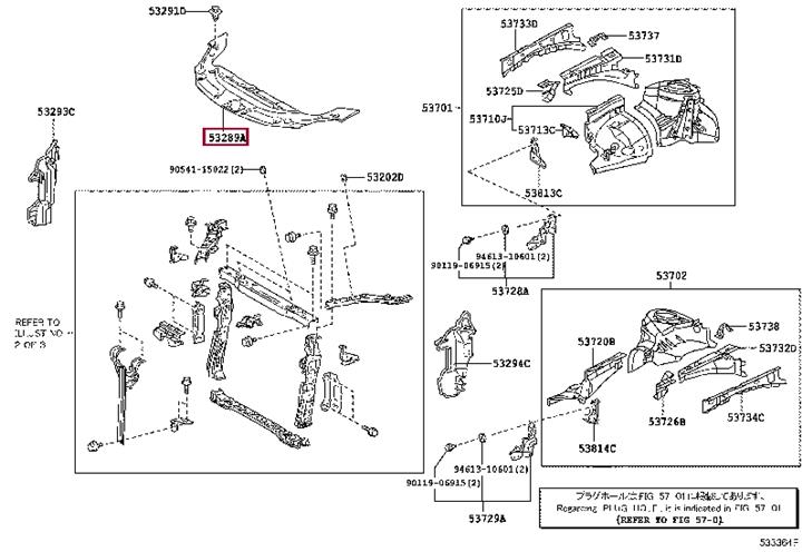 5328976010 Toyota Radiator deflector