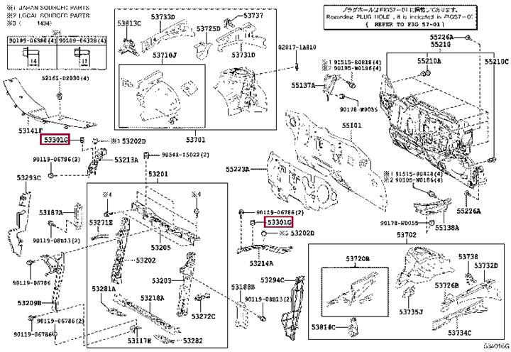5338450010 Toyota CUSHION HOOD CTR