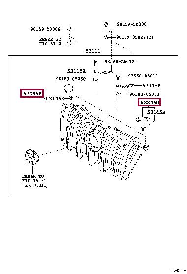 Hood seal Toyota 53395-60070