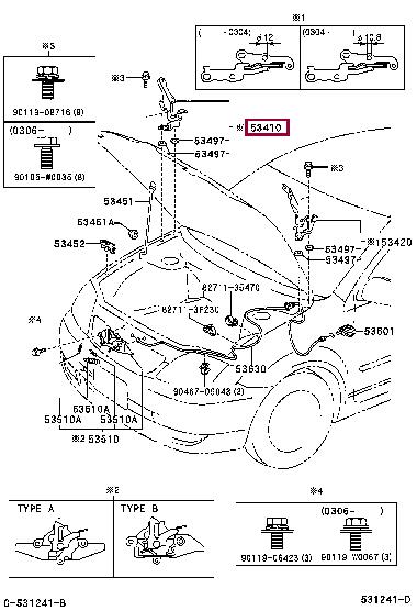 5341002041 Toyota Hood hinge right