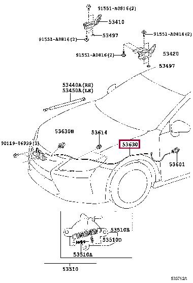 5363033180 Toyota Hood lock cable