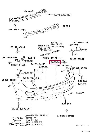 583550T010 Toyota BRACKET, RR BUMPER A