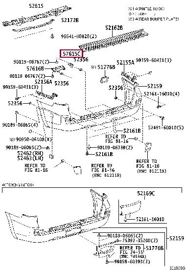 Rear bumper retainer Toyota 58357-60020