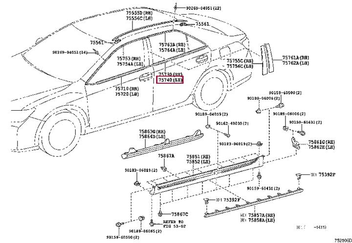7574033140 Toyota Door molding