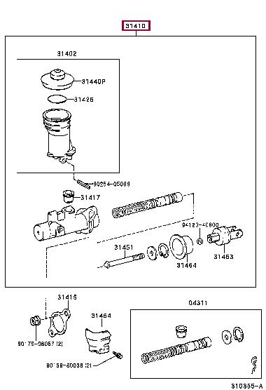 Clutch master cylinder Toyota Hilux: 3141035451 Toyota Master cylinder, clutch