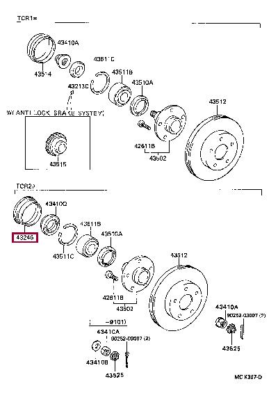 Toyota 43246-28010 Wheel bearing kit 4324628010