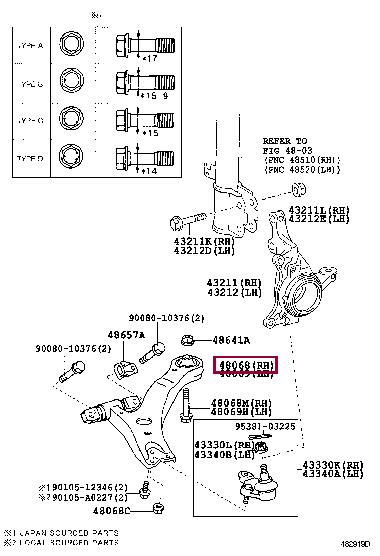 Toyota 48068-0T010 Track Control Arm 480680T010