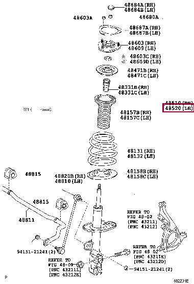 Toyota 48520-80074 Shock absorber strut front left gas oil 4852080074
