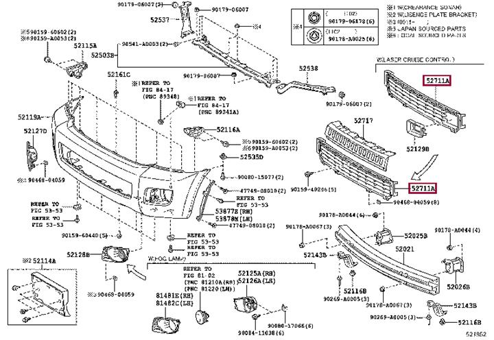 527110C030 Toyota Grille bumper