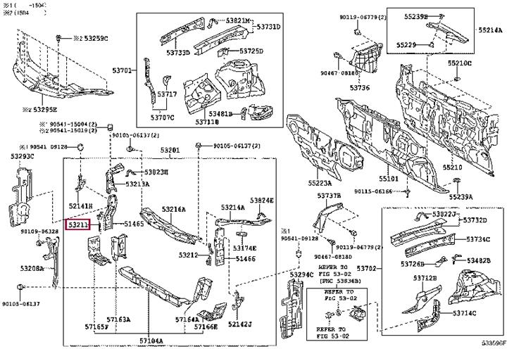 5321133081 Toyota SUPPORT RADIATOR R