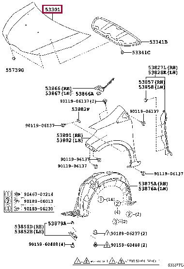 Toyota 53301-52310 Hood 5330152310 5330152310 Toyota Hood
