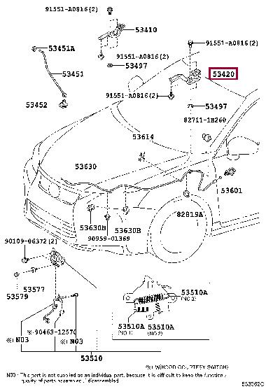 5342076030 Toyota Hood hinge left