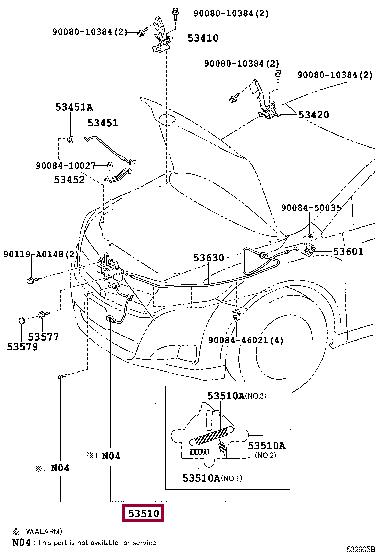 Toyota 53510-0T010 Hood lock 535100T010