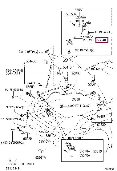 5354060010 Toyota Bonnet lock lever