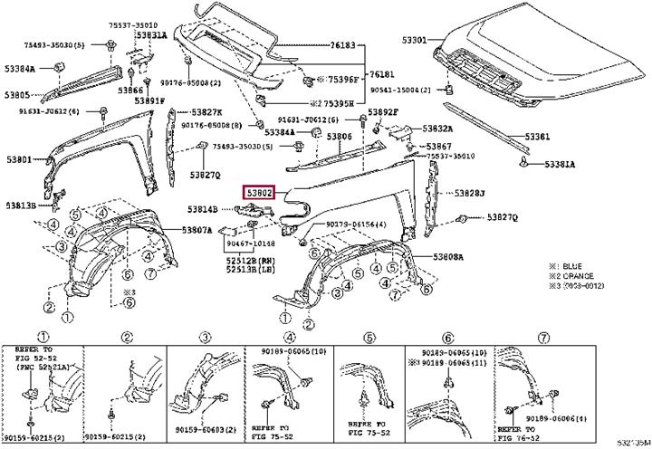 Front wing panel Toyota: 5380235750 Toyota Front fender left