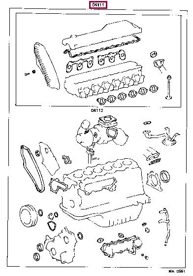 Engine head gasket Toyota: 0411117020 Toyota Gasket Set, cylinder head